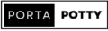 Logo reading "porta potty" inside a black rectangle with white lettering, bordered by a white rectangular frame.